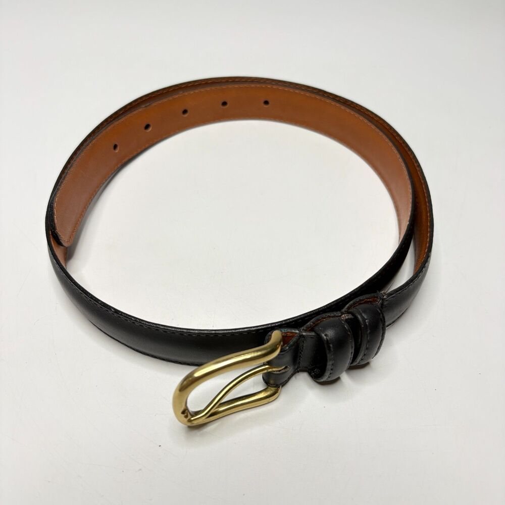 VTG L.L. BEAN Black Classic Preppy Womens Leather Belt Size 34"